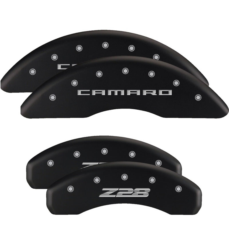 MGP 4 Caliper Covers Engraved Front & Rear MOPAR Black finish silver ch-thumbmail-1
