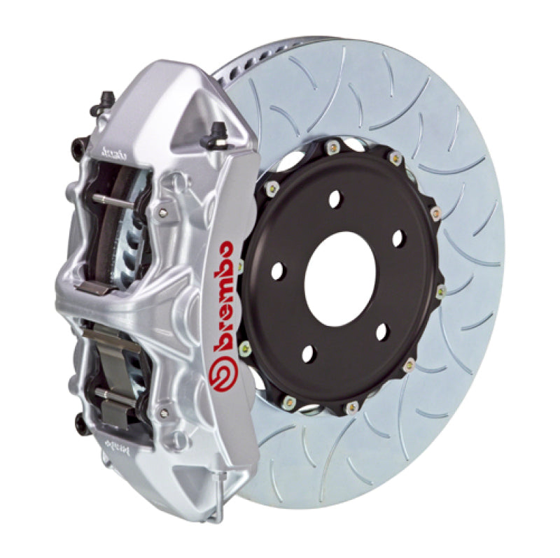 Brembo 99-07 Evo VI/VII/VIII/IXFront GT BBK 6 Piston Cast 350x34 2pc Rotor Slotted Type3-Silver-thumbmail-1