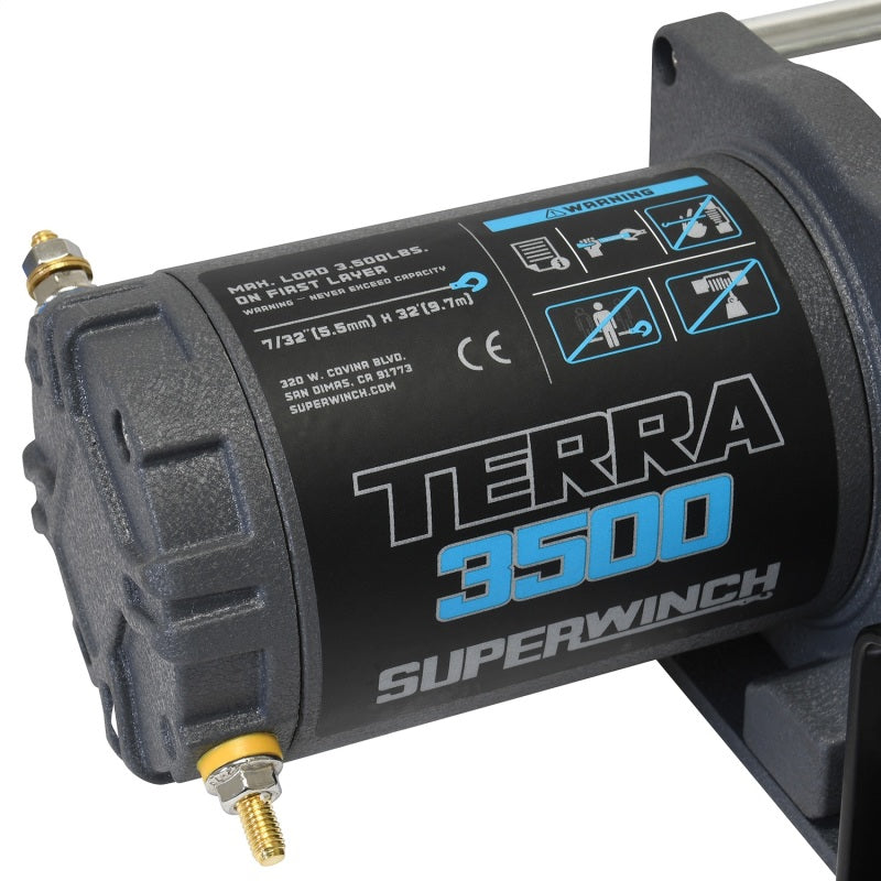 Superwinch 3500 LBS 12V DC 7/32 in x 32 ft Steel Rope Terra 3500 Winch - Gray Wrinkle-thumbmail-3
