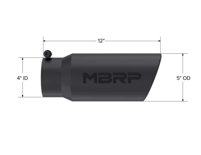 MBRP Universal Tip 5 O.D. Angled Rolled End 4 inlet 12 length - Black Finish-thumbmail-4
