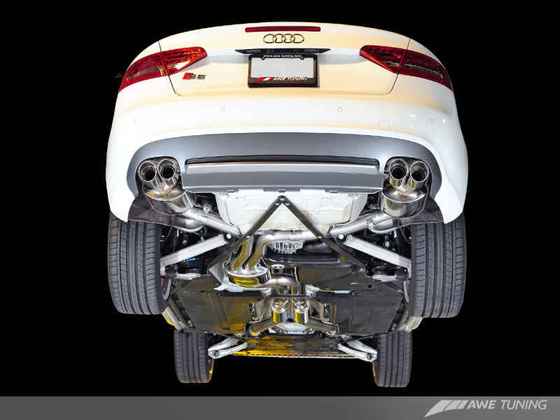 AWE Tuning Audi B8 / B8.5 S5 Cabrio Touring Edition Exhaust - Resonated - Chrome Silver Tips-thumbmail-2