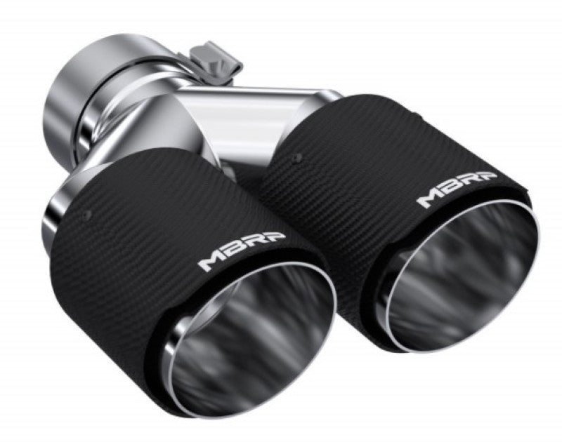 MBRP 3in ID / Dual 4in OD Out Staggered L 9.37in / R 9.87in Dual Wall Carbon Fiber Univ Exhaust Tip-thumbmail-6