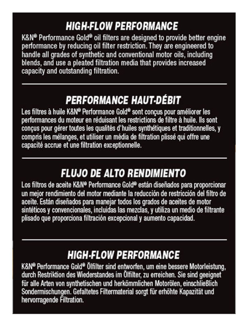 K&N Performance Oil Filter - 14-18 Fiat 500L 1.4L L4 Gas-thumbmail-3
