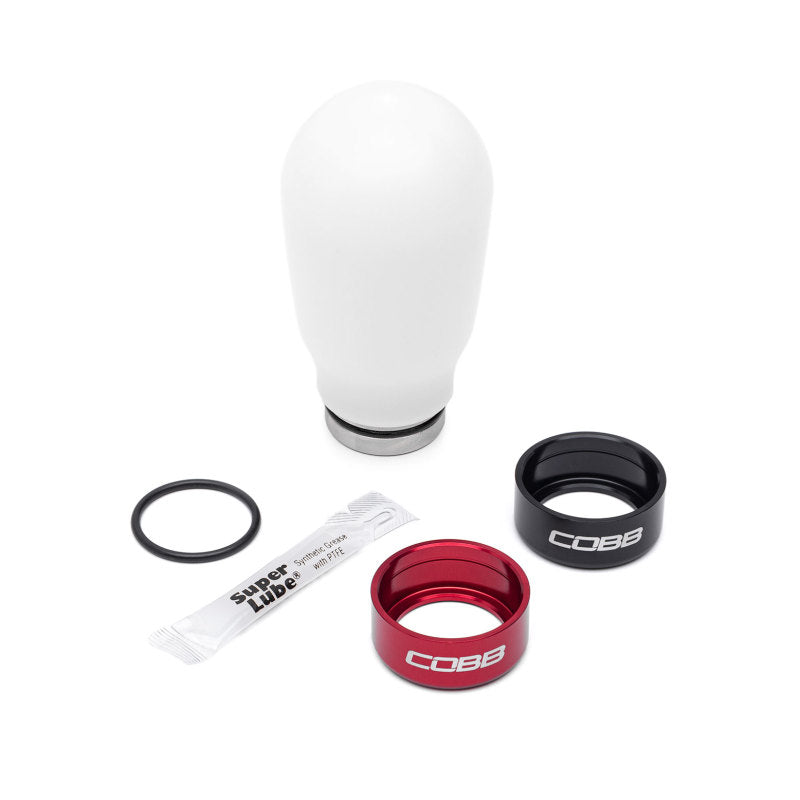 Cobb Subaru 6-Speed Tall Weighted COBB Shift Knob - White (Incl. Both Red + Blk Collars)-thumbmail-1