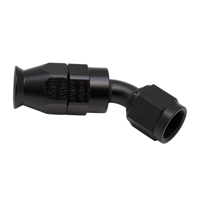 DeatschWerks 6AN Female Swivel 45-Degree Hose End PTFE (Incl 1 Olive Insert) - Anodized Matte Black-thumbmail-1