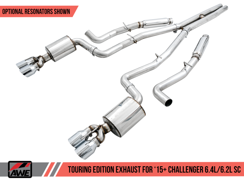 AWE Tuning 2015+ Dodge Challenger 6.4L/6.2L SC Track Edition Exhaust - Quad Chrome Silver Tips-thumbmail-4