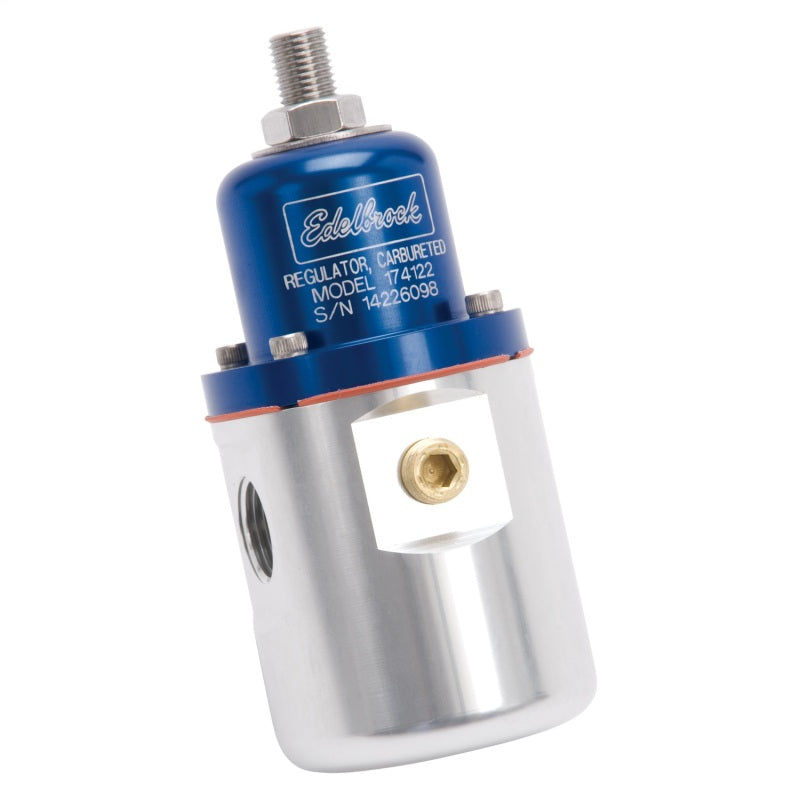 Edelbrock Fuel Pressure Regulator Carbureted 160 GPH 5-10 PSI 3/8In In/Out Returnless Blue/Clear-thumbmail-5