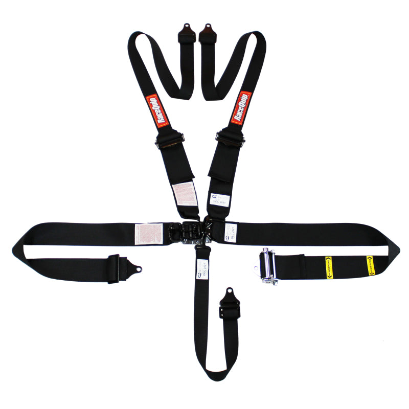 RaceQuip L & L 5pt Ratchet HNR Harness Black-thumbmail-1