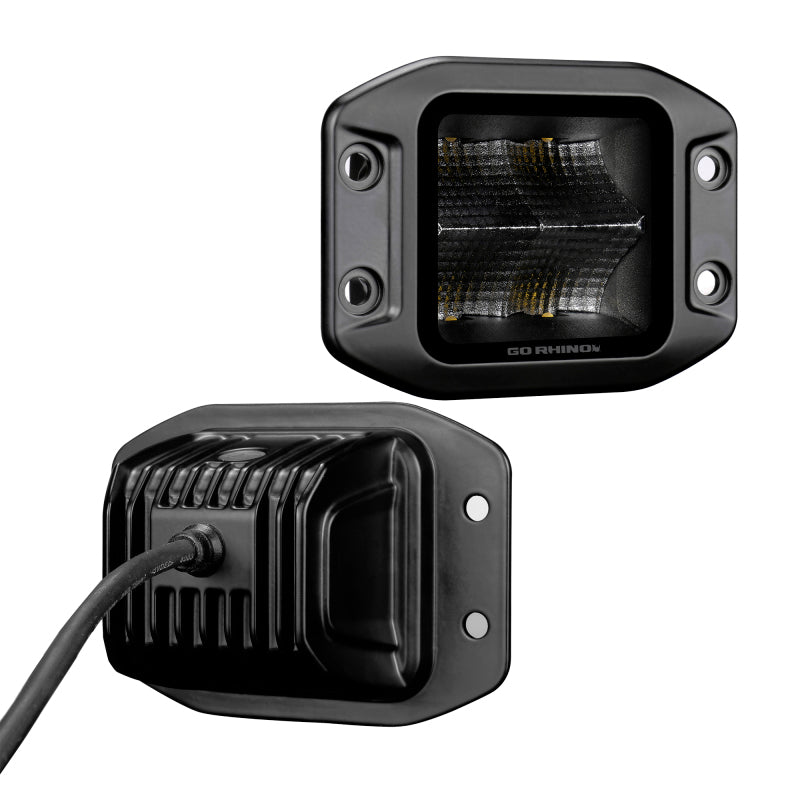 Go Rhino Xplor Blackout Series Cube LED Flood Light Kit (Flush Mount) 3x3 - Blk (Pair)-thumbmail-5