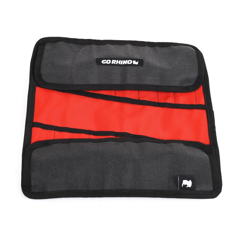 Go Rhino XVenture Gear Tool Wrench Roll - Small (3.5x3.5in. Closed) 12oz Waxed Canvas - Black-thumbmail-4