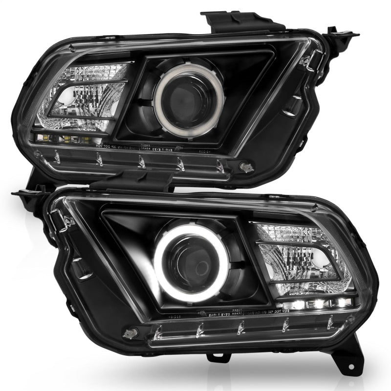 ANZO 2010-2014 Ford Mustang Projector Headlights w/ Halo Black (CCFL)-thumbmail-6