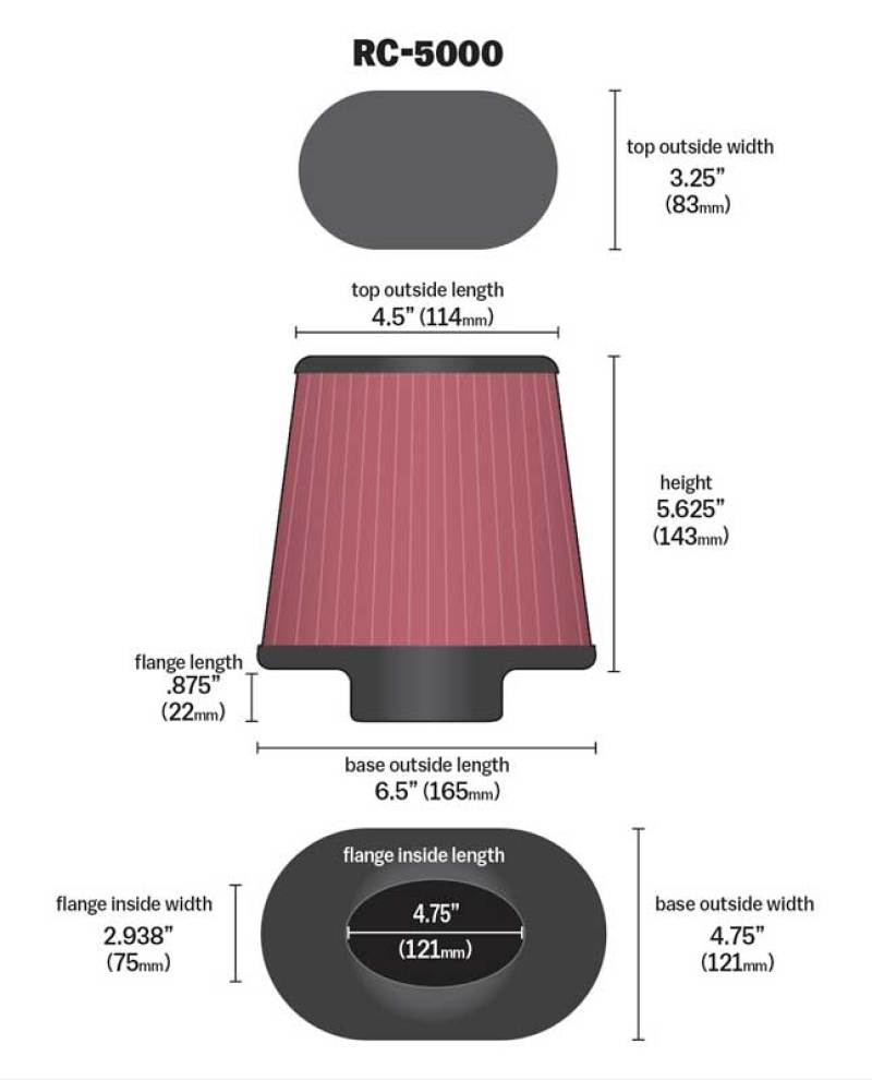 K&N Universal Chrome Filter GM TPI Custom - Oval Flange-thumbmail-7