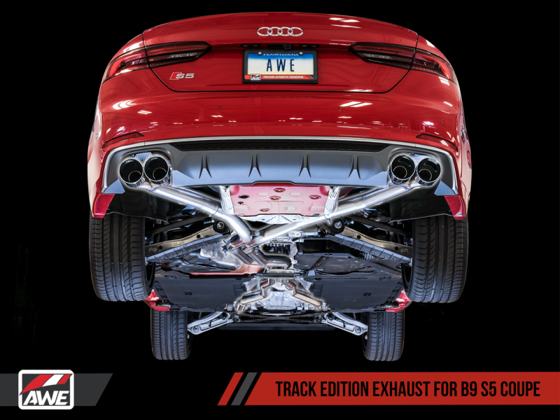AWE Tuning Audi B9 S5 Coupe 3.0T Track Edition Exhaust - Chrome Silver Tips (102mm)-thumbmail-1
