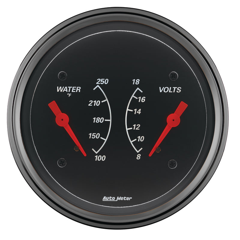 AutoMeter Gauge Dual Wtmp & Volt 3-3/8in. 250 Deg. F & 18V Elec Designer Black-thumbmail-2