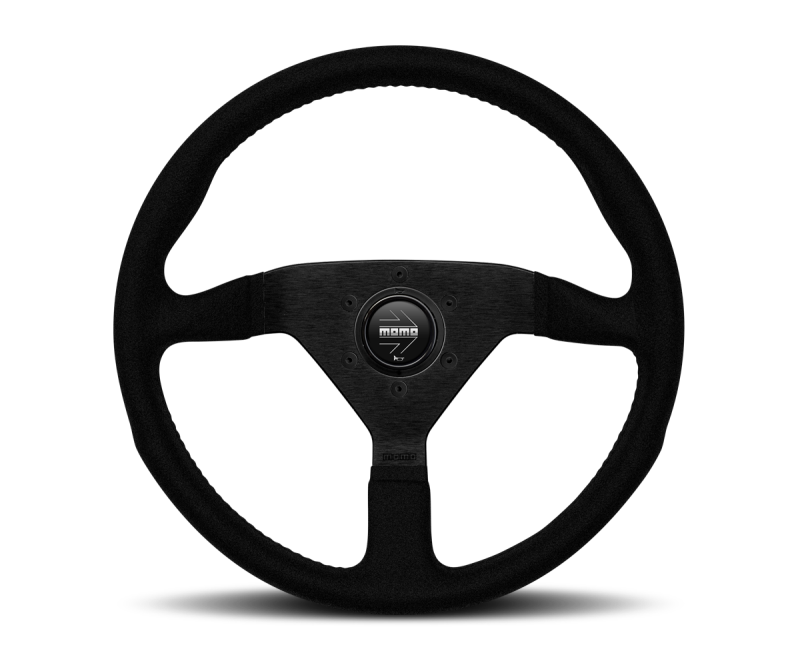 Momo Montecarlo Alcantara Steering Wheel 350 mm - Black/Black Stitch/Black Spokes-thumbmail-1