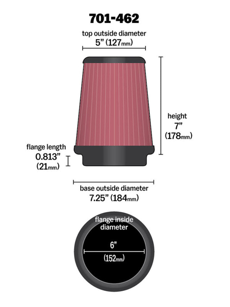 Airaid Universal Air Filter - Cone 6 x 7-1/4 x 5 x 7-thumbmail-5