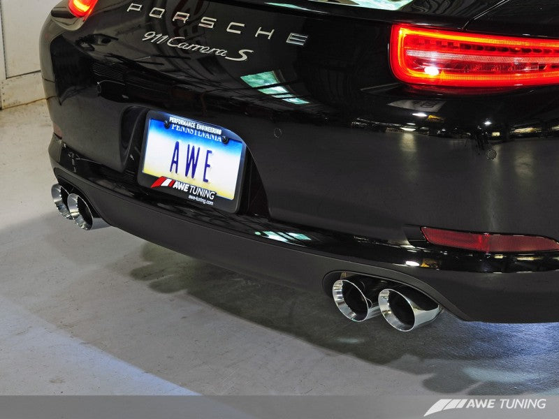 AWE Tuning Porsche 991 SwitchPath Exhaust for PSE Cars Chrome Silver Tips-thumbmail-1