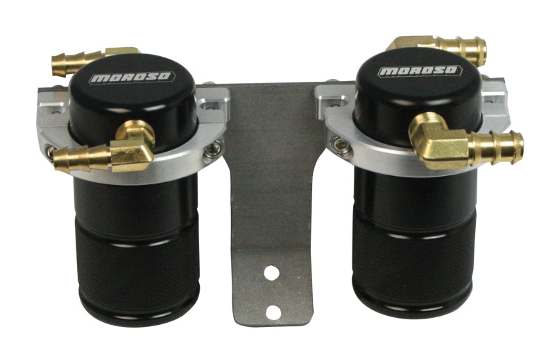 Moroso 04-07 Subaru STi (w/Front Mount Intercooler) Air/Oil Separator Catch Can - Billet Alum -Black-thumbmail-1