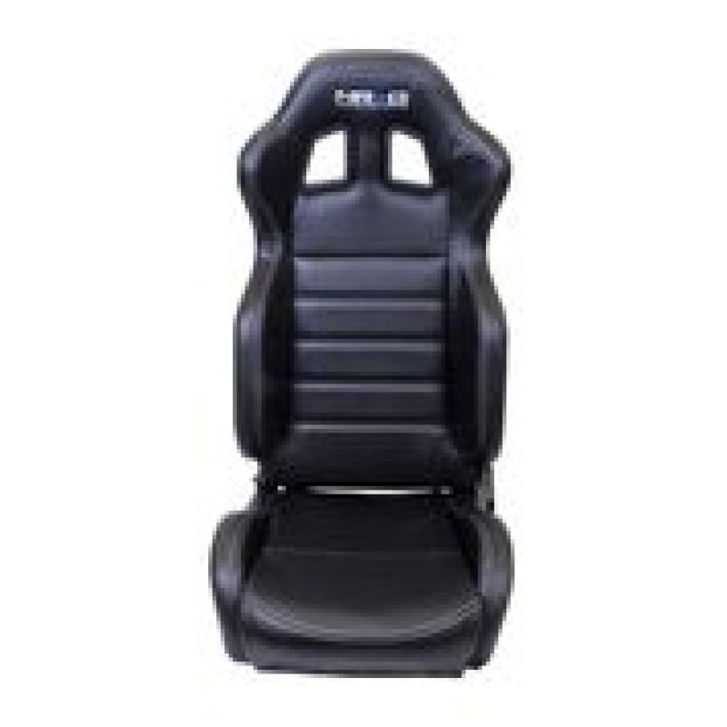 NRG Reclinable Sport Seats (Pair) PVC Leather w/NRG Logo - Black w/White Stitching-thumbmail-2
