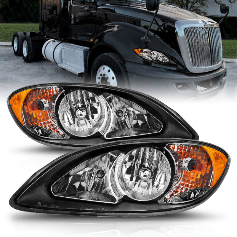 ANZO 2008-2016 International Prostar Crystal Headlights Black Housing (OE Replacement)-thumbmail-2