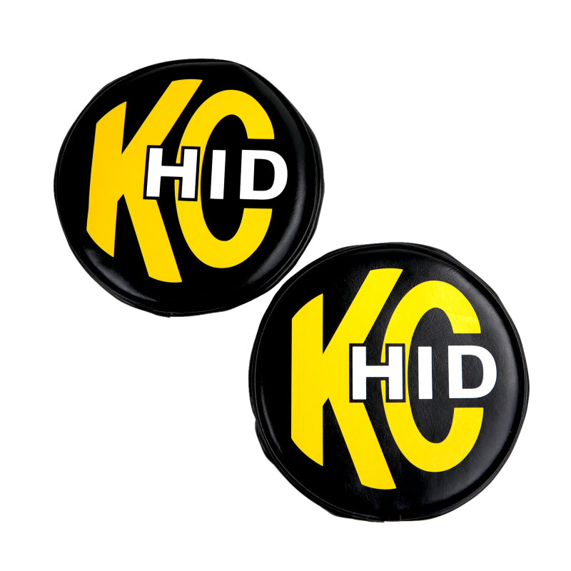 KC HiLiTES 8in. Round Soft Cover HID (Pair) - Black w/Yellow Brushed KC Logo-thumbmail-4