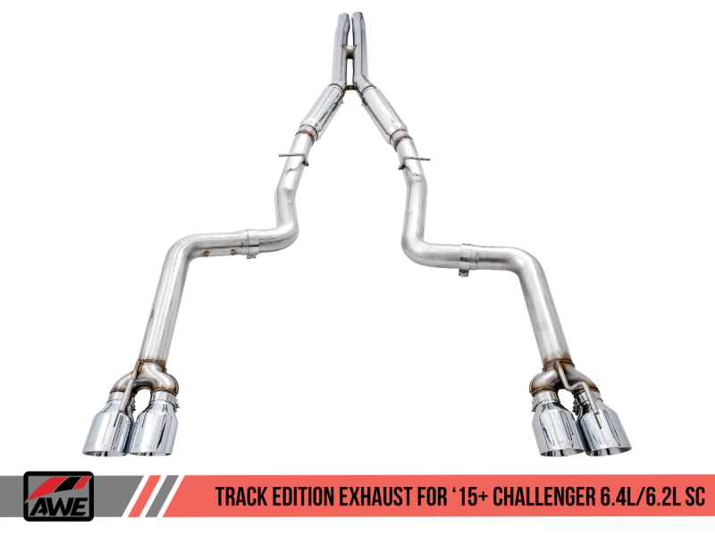 AWE Tuning 2015+ Dodge Challenger 6.4L/6.2L SC Track Edition Exhaust - Quad Chrome Silver Tips-thumbmail-5