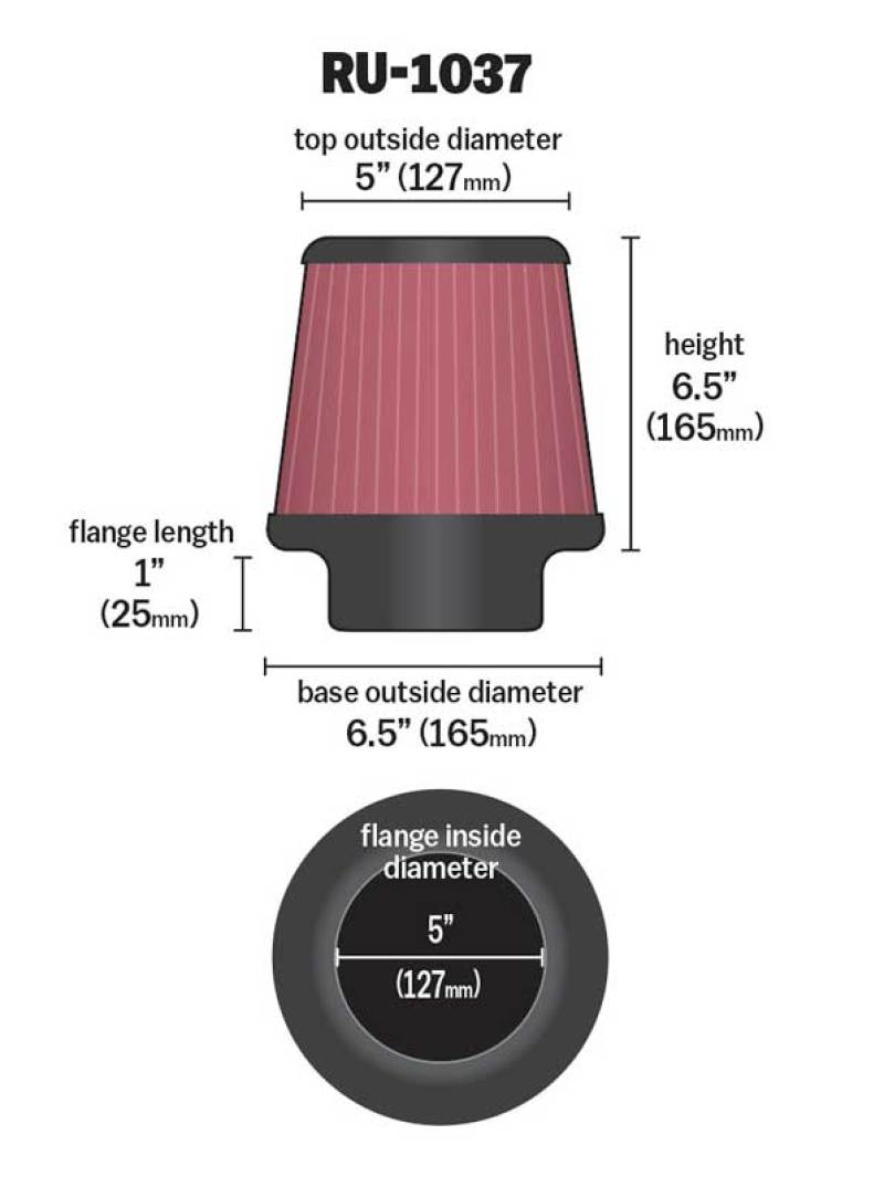 K&N Universal Clamp-On Air Filter 5in FLG / 6-1/2in B / 5in T / 6-1/2in H-thumbmail-4