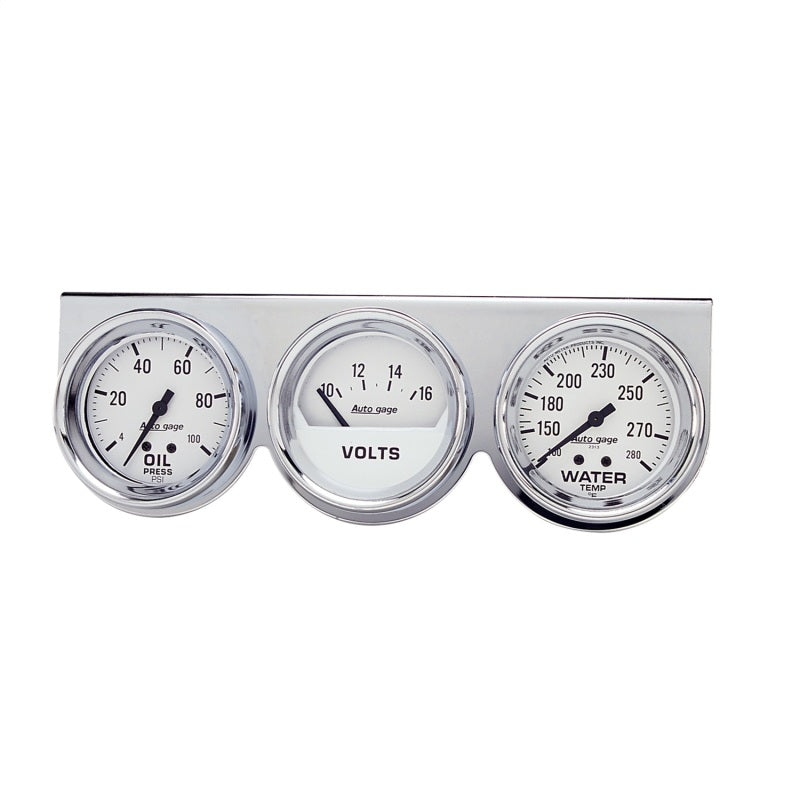 Autometer AutoGage 2-5/8in 0-100 PSI Oil Press/ 16 Volt / 130-280 Deg Water Temp - Chrome Bezel-thumbmail-1