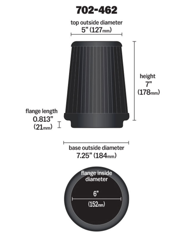 Airaid Universal Air Filter - Cone 6 x 7-1/4 x 5 x 7-thumbmail-4