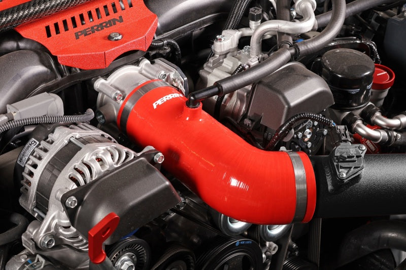 Perrin 22-23 Subaru BRZ/Toyota GR86 Silicone Inlet Hose (3in. ID / SS Wire) - Red-thumbmail-3