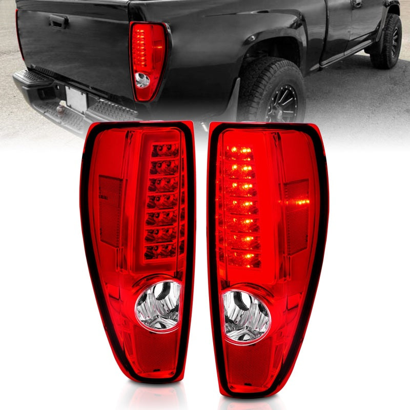 ANZO 2004-2012 Chevrolet Colorado/ GMC Canyon LED Tail Lights w/ Light Bar Chrome Housing Red/Clear-thumbmail-1