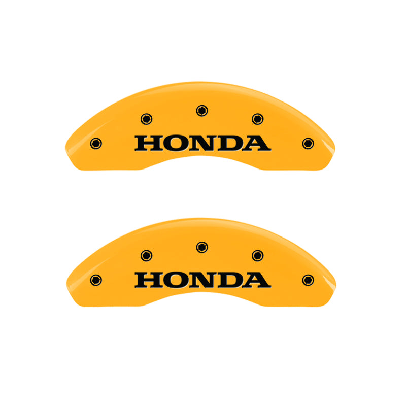 MGP 4 Caliper Covers Engraved Front & Rear Honda Yellow Finish Black Char 2005 Honda Accord-thumbmail-1