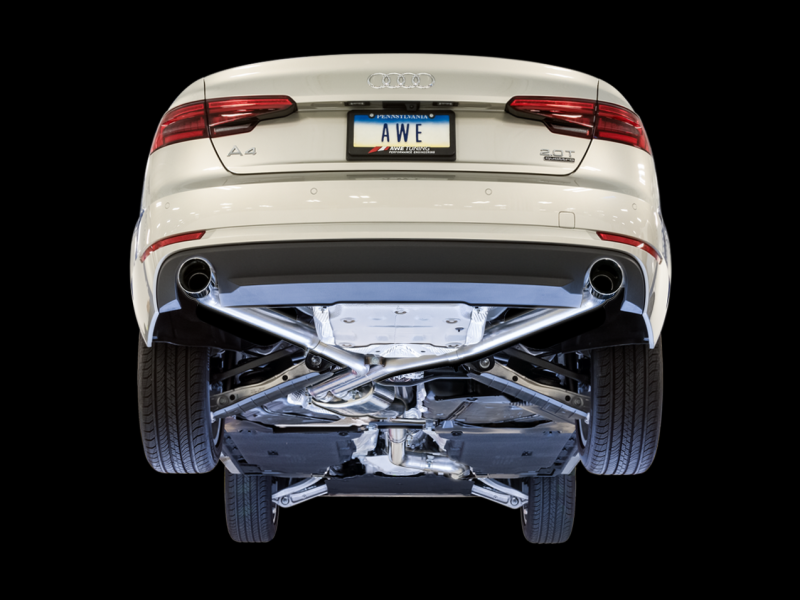 AWE Tuning Audi B9 A4 Track Edition Exhaust Dual Outlet - Chrome Silver Tips (Includes DP)-thumbmail-6