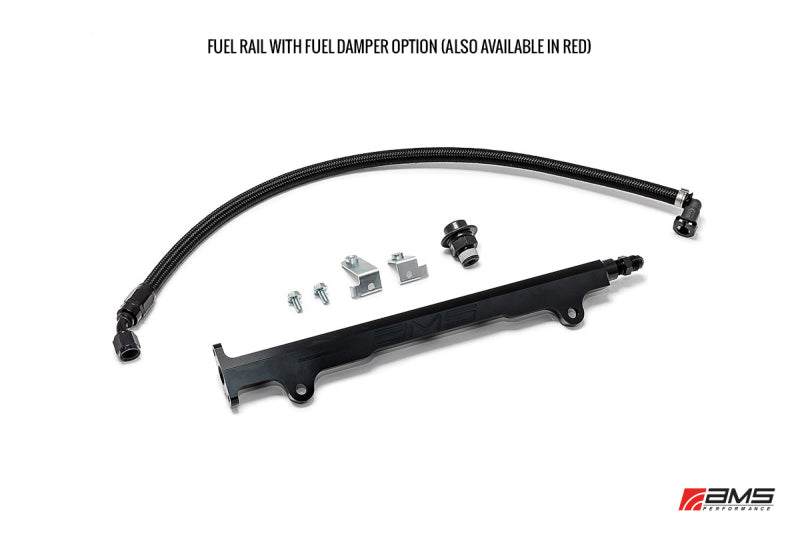 AMS Performance 08-15 Mitsubishi EVO X CNC Machined Aluminum Fuel Rail w/Pulsation Dampener - Black-thumbmail-2