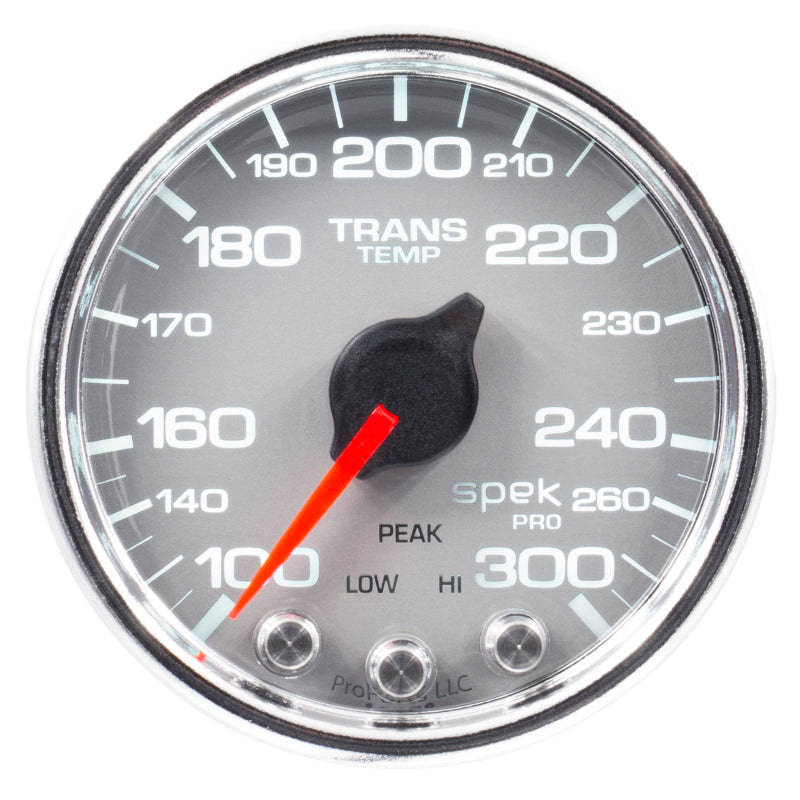 Autometer Spek-Pro Gauge Trans Temp 2 1/16in 300f Stepper Motor W/Peak & Warn Slvr/Chrm-thumbmail-1