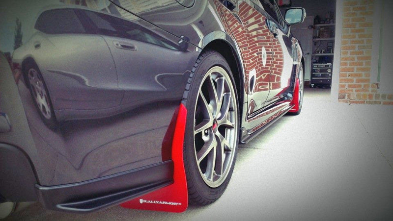 Rally Armor 15-21 Subaru WRX/STI (Sedan ONLY) Red UR Mud Flap w/ White Logo-thumbmail-2