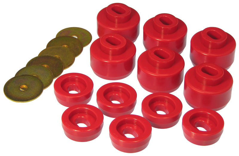Prothane 07-14 Chevy Silverado Body Mount 12 Bushing Kit - Red-thumbmail-1
