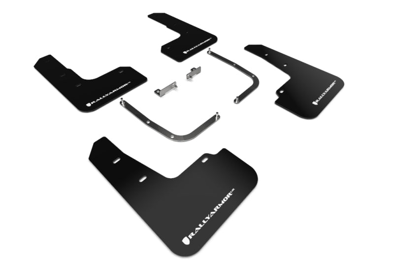 Rally Armor 19-21 Hyundai Veloster Turbo R-Spec Black UR Mud Flap w/ White Logo-thumbmail-1
