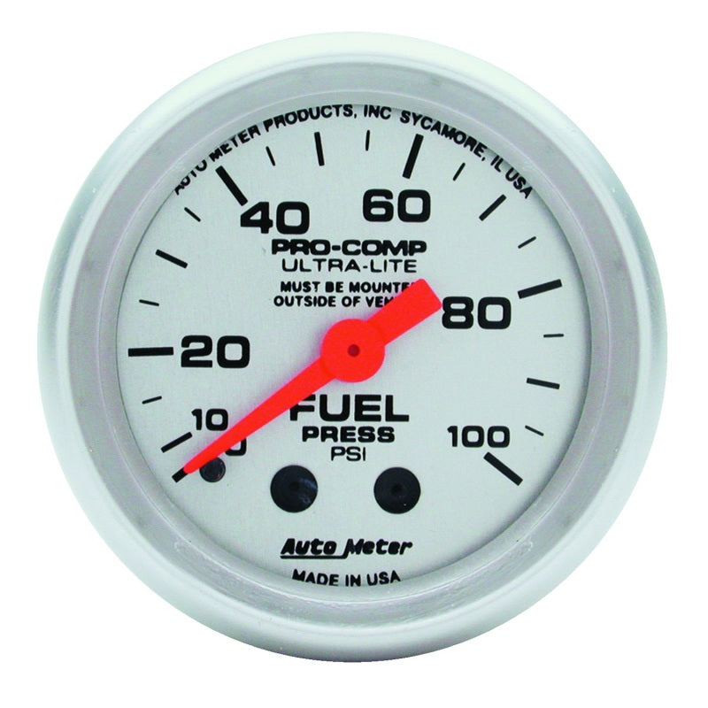 Autometer Ultra-Lite 52mm 0-100 PSI Mechanical Fuel Pressure Gauge
