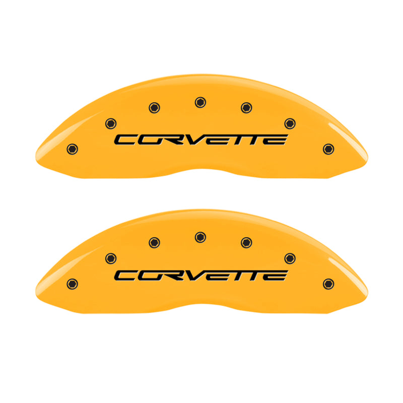 MGP 4 Caliper Covers Engraved Front & Rear C6/Corvette Yellow finish black ch-thumbmail-4