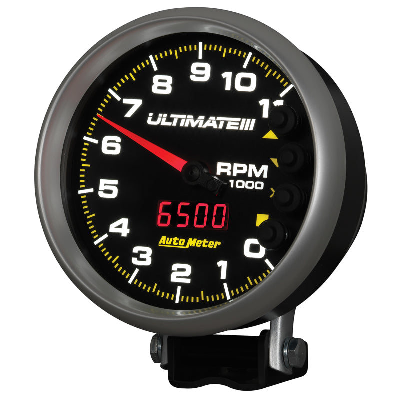 AutoMeter Gauge Tach 5in. 11K RPM Pedestal Datalogging Ultimate IIi Playback Black-thumbmail-4