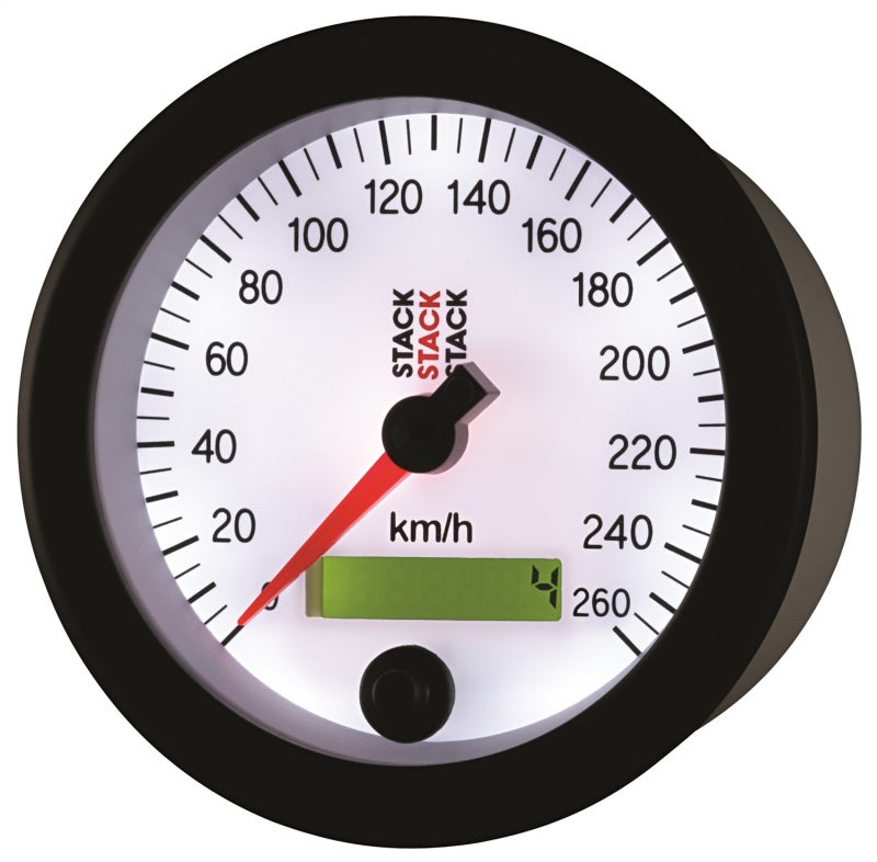 Autometer Stack Instruments 88MM 0-260 KM/H Programmable Speedometer - White-thumbmail-2
