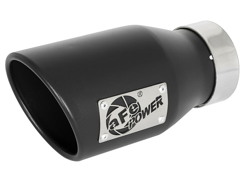 aFe MACH Force-Xp 409 SS Exhaust Tip Black (Left Side) 3in In x 4-1/2in Out x 9in L Clamp-On-thumbmail-1