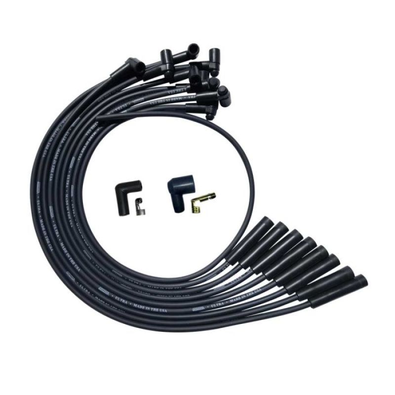 Moroso BBC Over Valve Cover Str Plug End HEI Sleeved Ultra Spark Plug Wire Set - Black-thumbmail-1