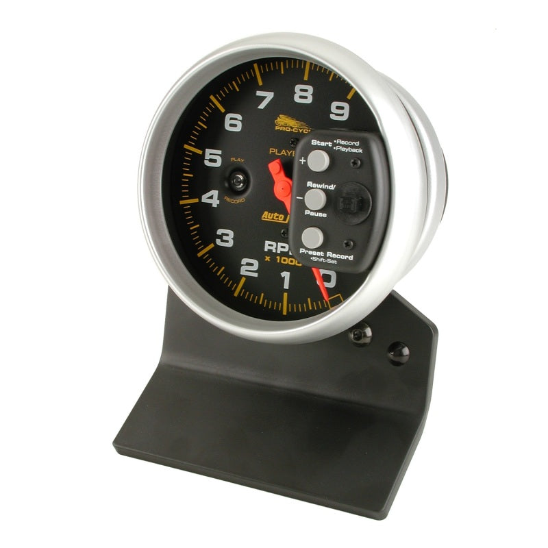 Autometer Pro-Cycle Gauge Tach 5in 9K Rpm Pedestal W/ Rpm Playback Black-thumbmail-2