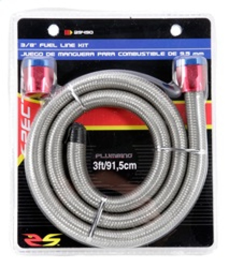 Spectre Stainless Steel Flex Fuel Line 3/8in. ID - 3ft. w/Clamps Red/Blue-thumbmail-3
