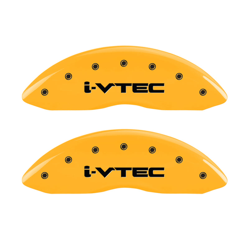 MGP 4 Caliper Covers Engraved Front & Rear I-Vtec Yellow Finish Black Char 2017 Acura ILX-thumbmail-1