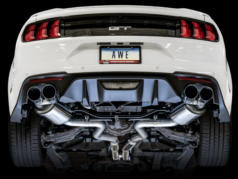 AWE Tuning 2018+ Ford Mustang GT (S550) Cat-back Exhaust - Touring Edition (Quad Chrome Silver Tips)-thumbmail-3