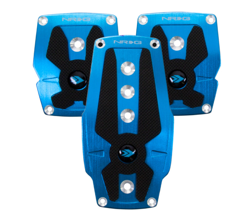 NRG Brushed Aluminum Sport Pedal M/T - Blue w/Black Rubber Inserts-thumbmail-1