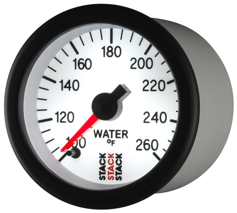 Autometer Stack 52mm 100-260 Deg F 1/8in NPTF Male Pro Stepper Motor Water Temp Gauge - White-thumbmail-3